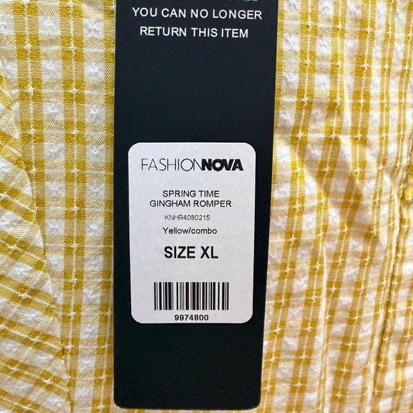 Fashion Nova Yellow Gingham Romper - Picture 2 of 6